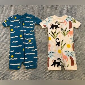 Patterned Kids One Piece Set - Blue and Cream